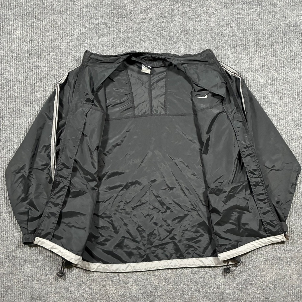 Nike Black Lightweight Windbreaker Jacket Mens Size L Large Full Zip Long Sleeve